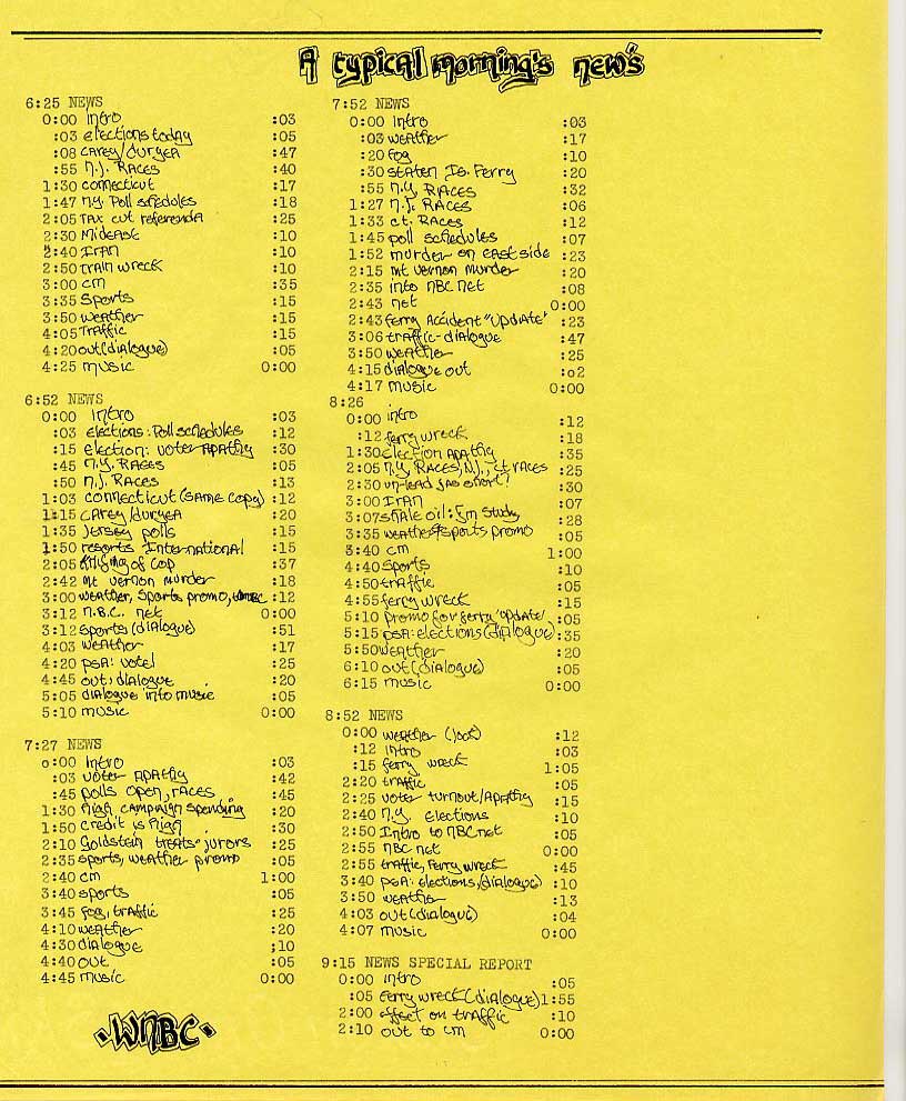 Detailed morning rundown