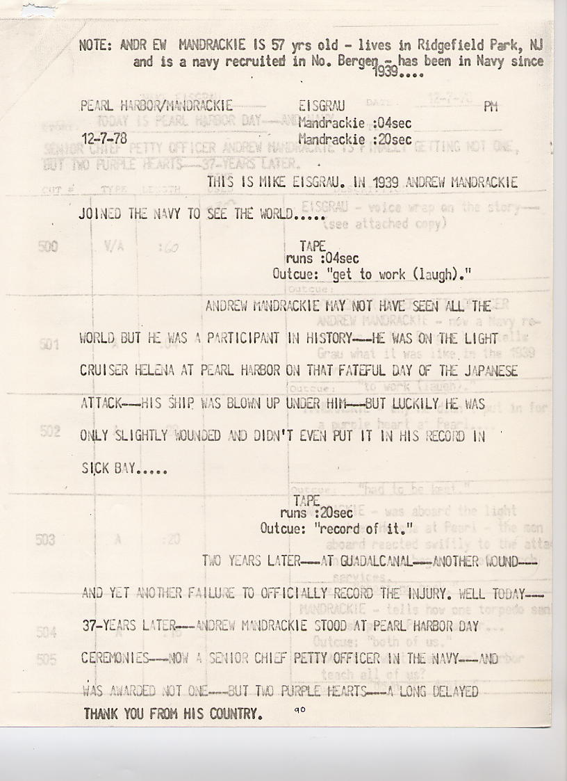 WNEW Script