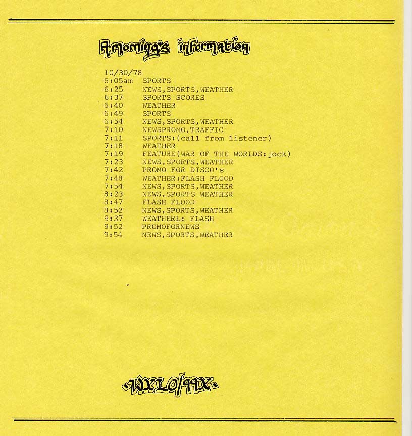 WXLO Typical Schedule